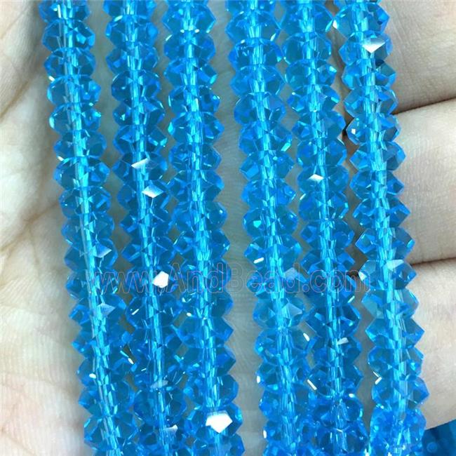 blue Crystal Glass beads, faceted rondelle