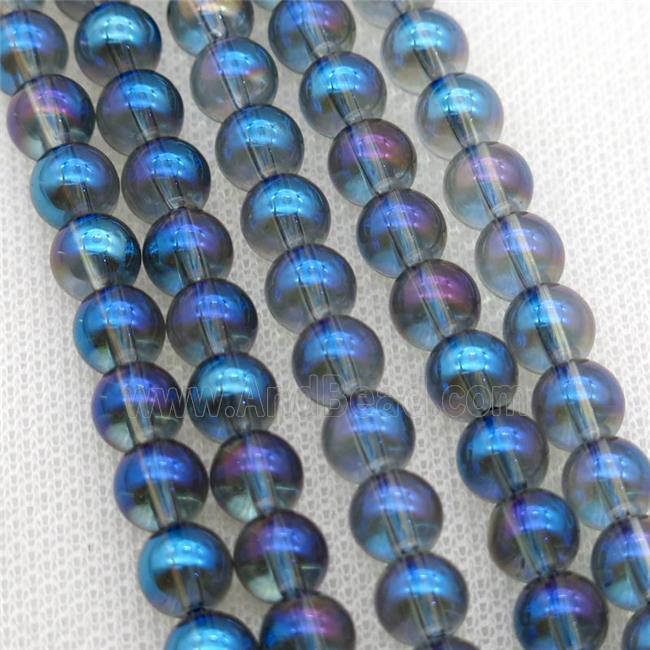 round Crystal Glass Beads, gray blue