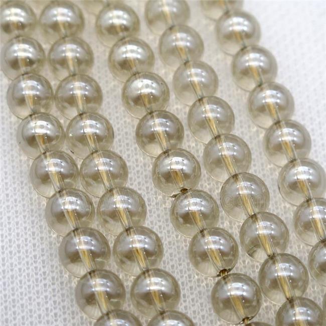 round Crystal Glass Beads, silver champagne