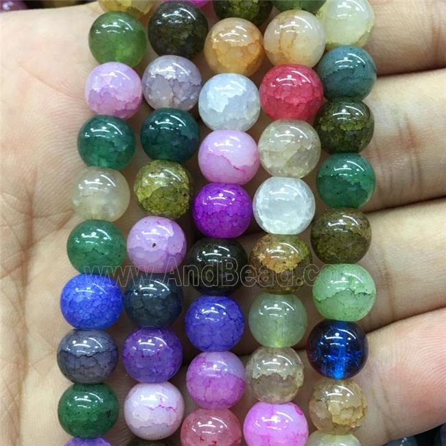 Crackle Glass round Beads, mixed color