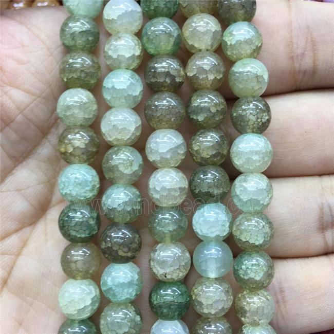 lt.green Crackle Glass round Beads