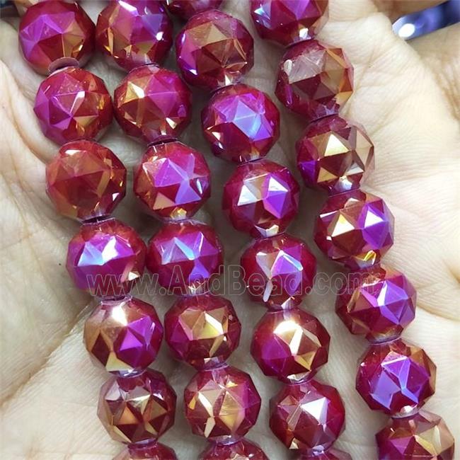 deepRed Jadeite Glass Beads, faceted round
