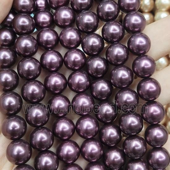 purple Pearlized Glass Beads, round