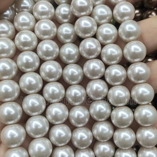 round Pearlized Glass Beads, creamWhite