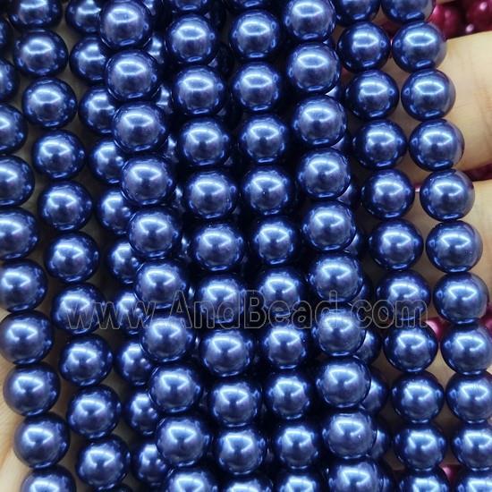 royalBlue Pearlized Glass Beads, round
