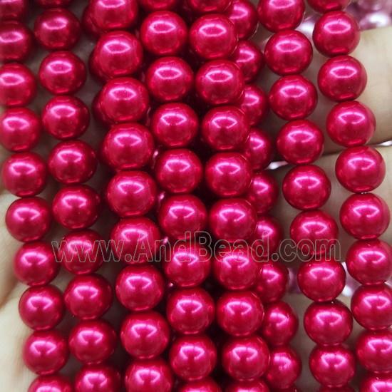 hotpink Pearlized Glass Beads, round