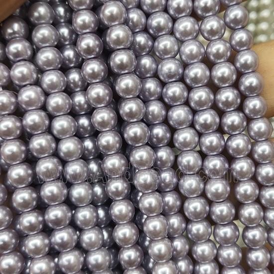 purplegray Pearlized Glass Beads, round