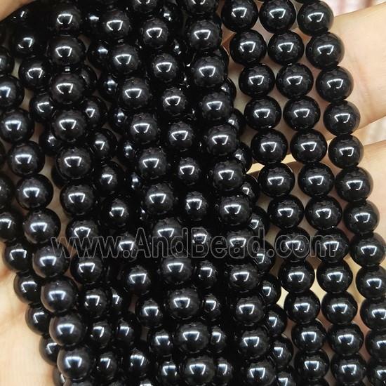 black Pearlized Glass Beads, round
