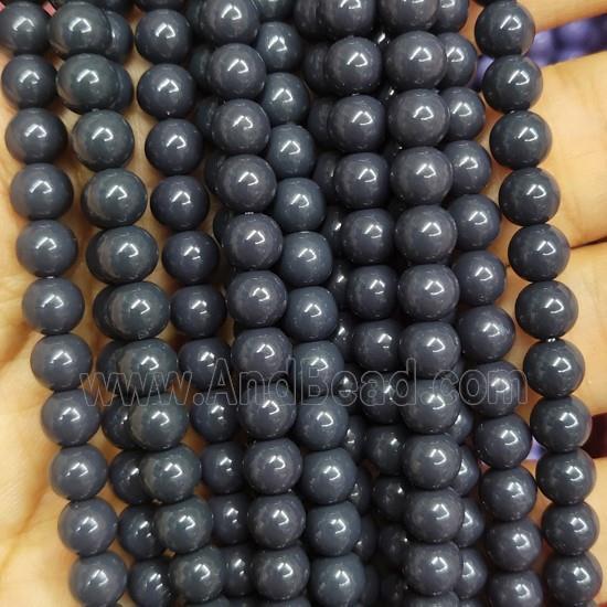 darkgray Lacquered Glass Beads, round