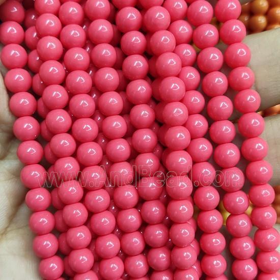 red Lacquered Glass Beads, round