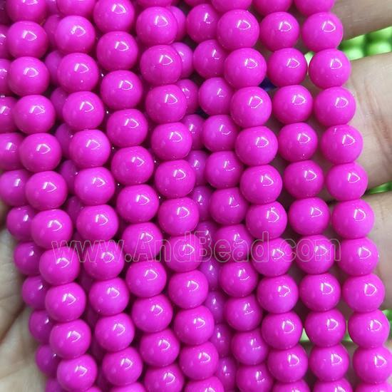 hotpink Lacquered Glass Beads, round