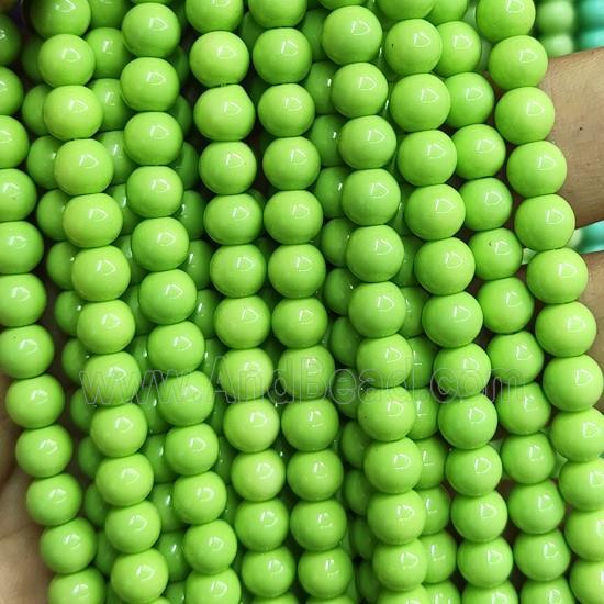 olive Lacquered Glass Beads, round