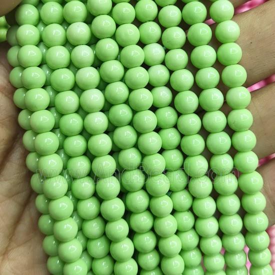 green Lacquered Glass Beads, round