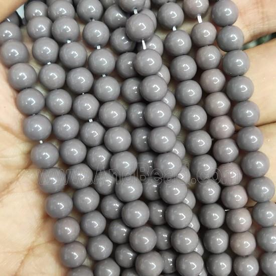 gray Lacquered Glass Beads, round