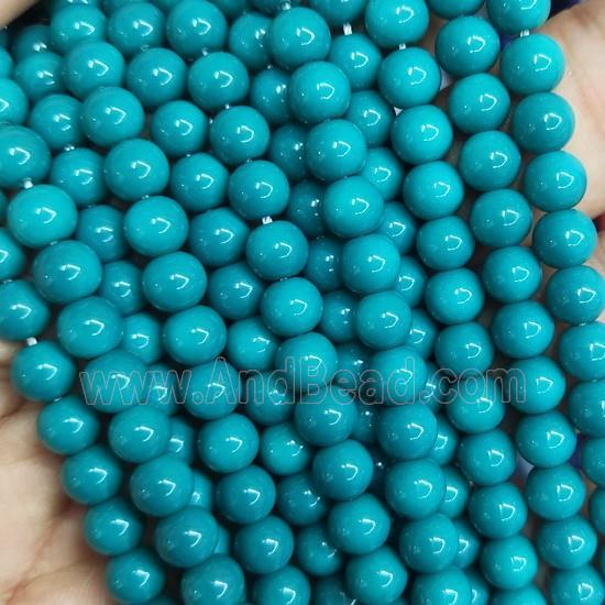 teal fire Lacquered Glass Beads, round
