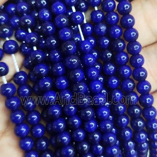 royalBlue Lacquered Glass Beads, round