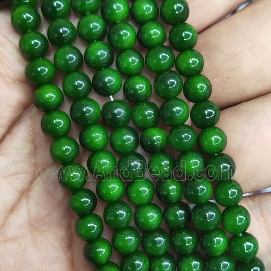 green Lacquered Glass Beads, round