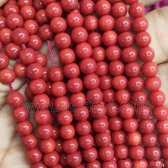 redCoral fire Lacquered Glass Beads, round