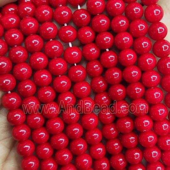red fire Lacquered Glass Beads, round