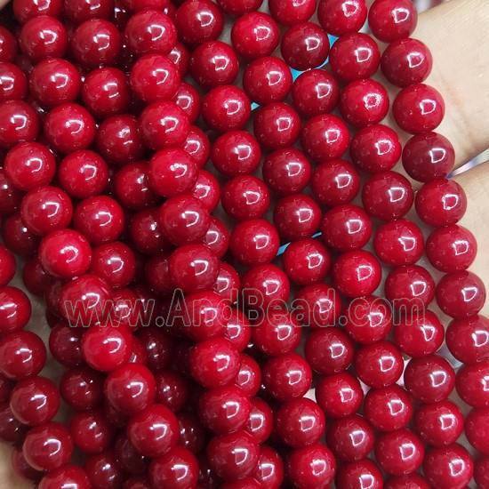 dp.Red fire Lacquered Glass Beads, round