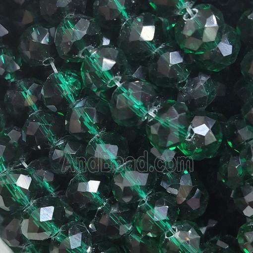 Peacockgreen Chinese Crystal Glass Beads Faceted Rondelle