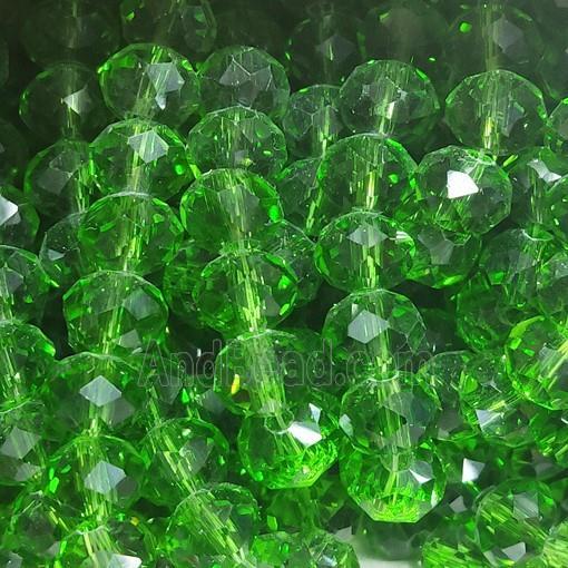 Green Chinese Crystal Glass Beads Faceted Rondelle