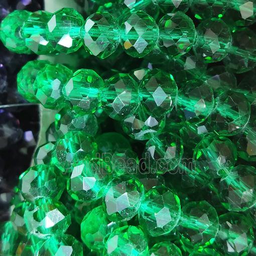 Green Chinese Crystal Glass Beads Faceted Rondelle