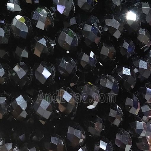 Black Chinese Crystal Glass Beads Faceted Rondelle