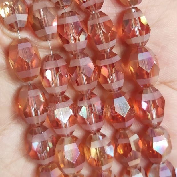 Orange Crystal Glass Beads Faceted Barrel