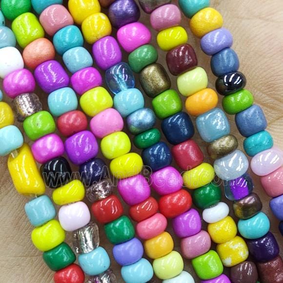 Mixed Color Lampwork Glass Rondelle Beads Tiny