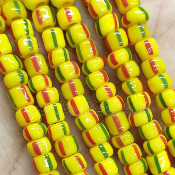 Yellow Lampwork Glass Rondelle Beads