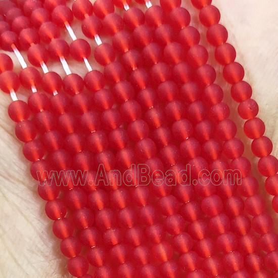 Red Glass Seed Beads Round Matte
