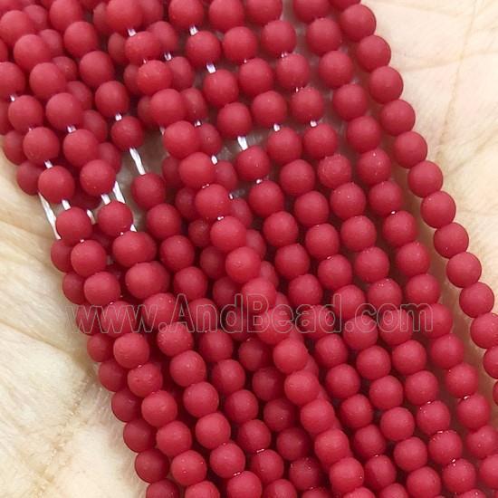 Red Glass Seed Beads Round Matte