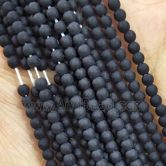 Black Glass Seed Beads Round Matte