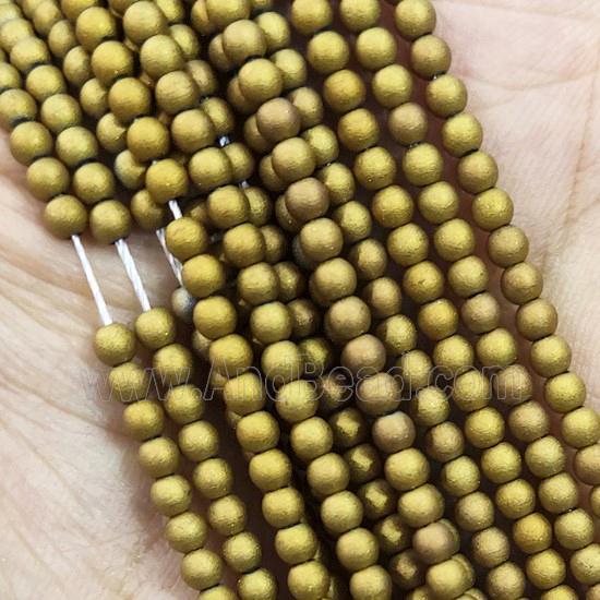 Golden Glass Seed Beads Round Matte