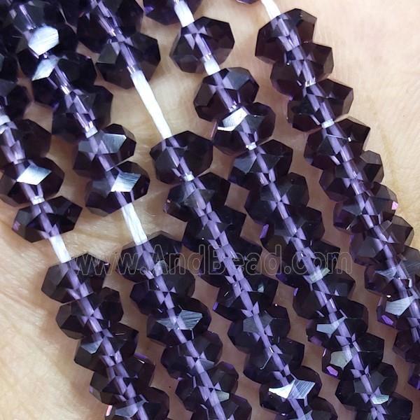 Purple Crystal Glass Beads Faceted Rondelle