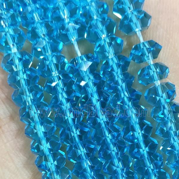 Aqua Crystal Glass Beads Faceted Rondelle