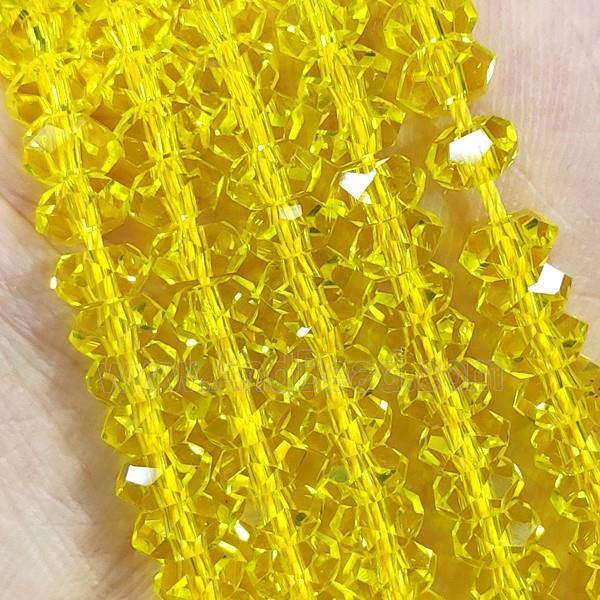 Golden Crystal Glass Beads Faceted Rondelle