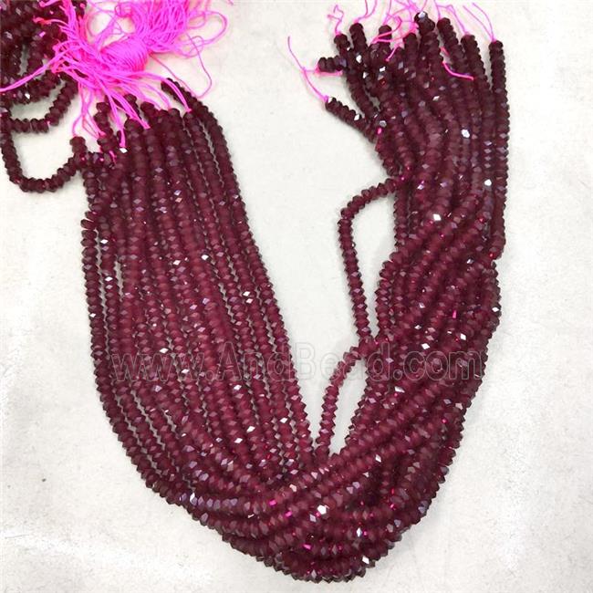 Ruby Red Crystal Glass Beads Faceted Rondelle