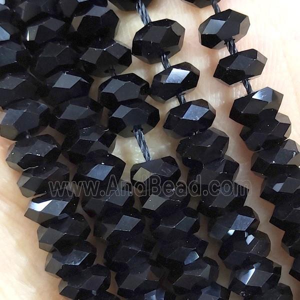 Black Crystal Glass Beads Faceted Rondelle
