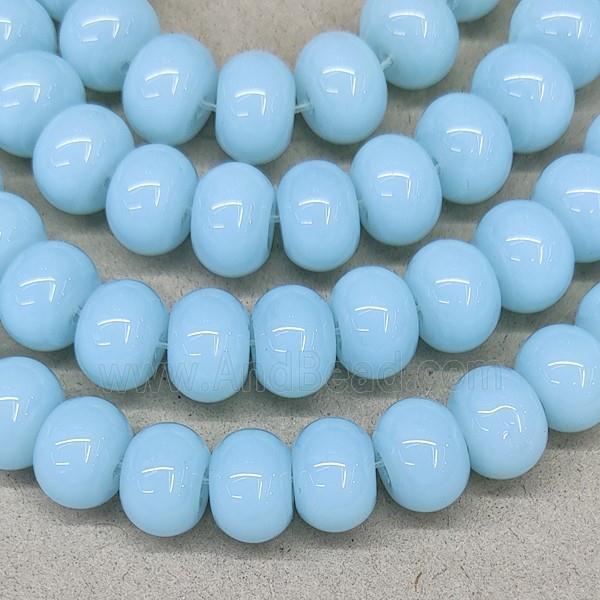 Jadeite Glass Rondelle Beads Aqua