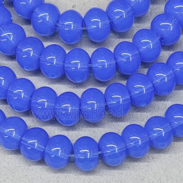 Blue Jadeite Glass Rondelle Beads