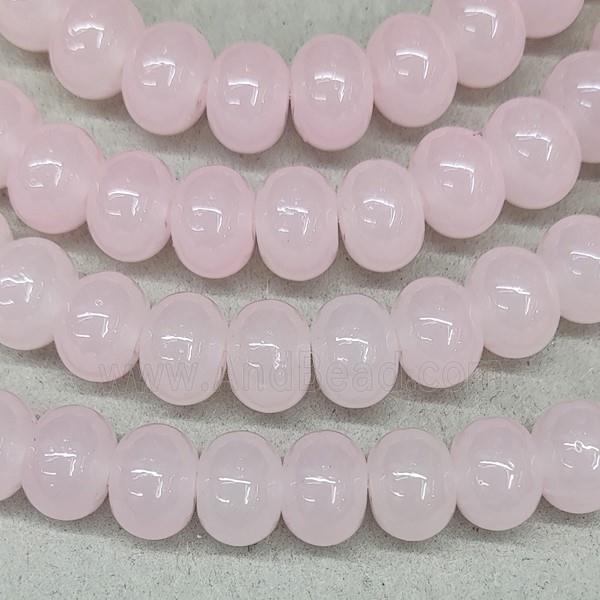Pink Jadeite Glass Rondelle Beads