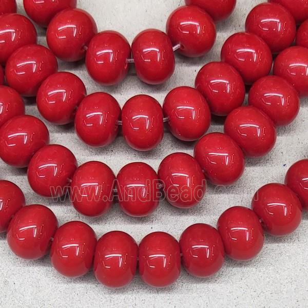 Red Jadeite Glass Rondelle Beads