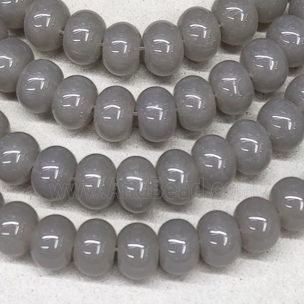 Grey Jadeite Glass Rondelle Beads