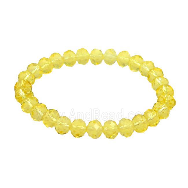 Yellow Crystal Glass Bracelet Stretchy Faceted Rondelle