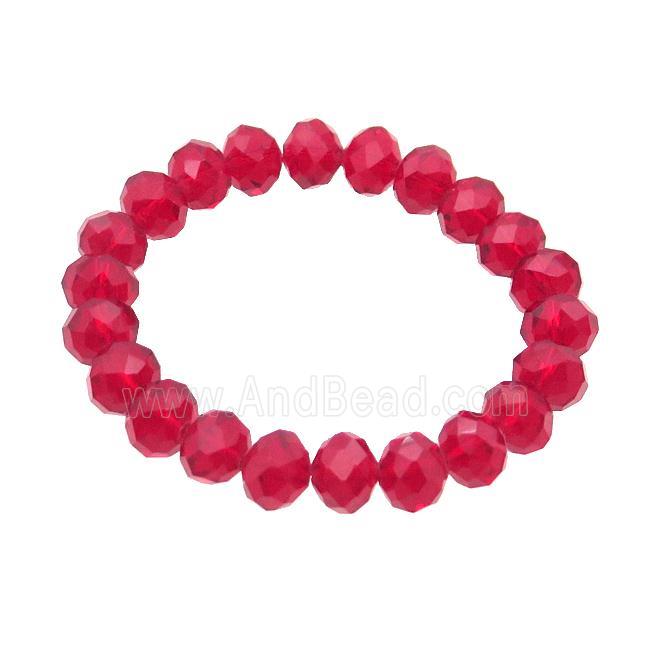 Crystal Glass Bracelet Stretchy Faceted Rondelle
