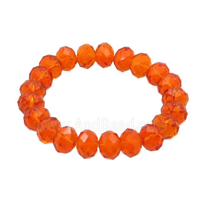 Orange Crystal Glass Bracelet Stretchy Faceted Rondelle