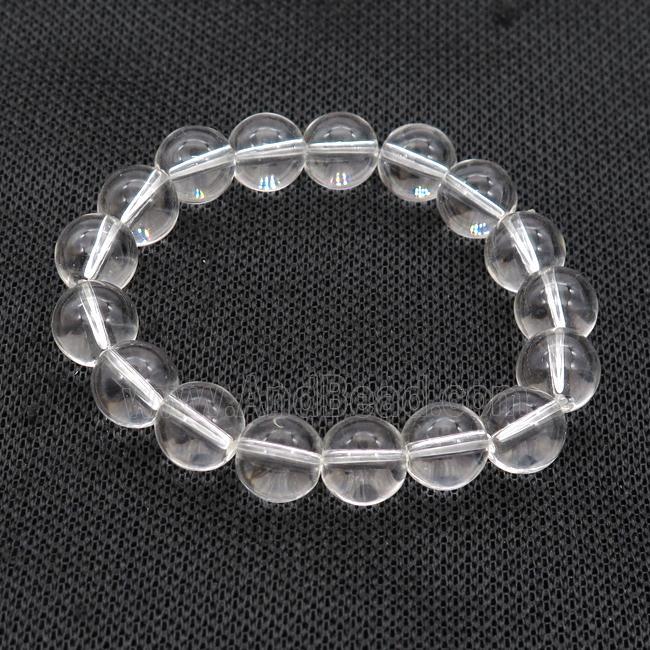 Clear Crystal Glass Bracelet Stretchy Smooth Round
