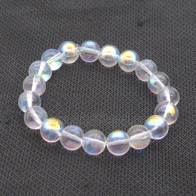 Crystal Glass Bracelet Stretchy Smooth Round AB-Color